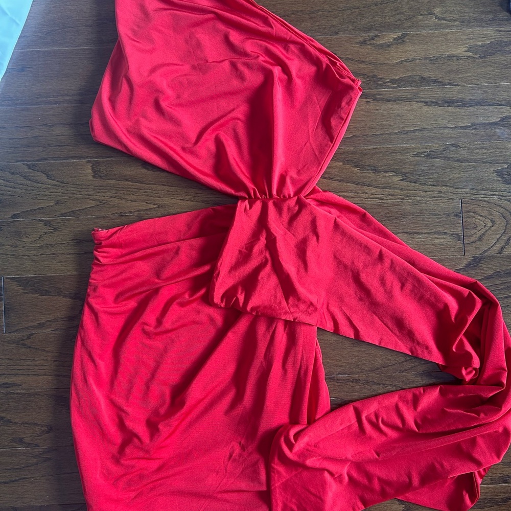 Showpo red mini dress. One shoulder with cut out. Size 2 #redhot #party